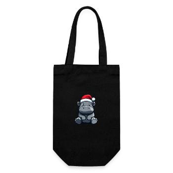 Hippopotamus Christmas Cute - Gift Bag for Bottles - black - Front