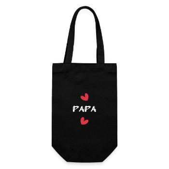 VATERTAG. ALLES GUTE ZUM GEBURTSTAG, PAPA. PAPA. FEST. HERZ - Geschenkbeutel für Flaschen - Schwarz - Vorne
