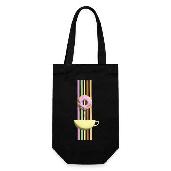 Einladung zum Kaffee oder Tee mit Rosa Donut. - Geschenkbeutel für Flaschen - Schwarz - Vorne