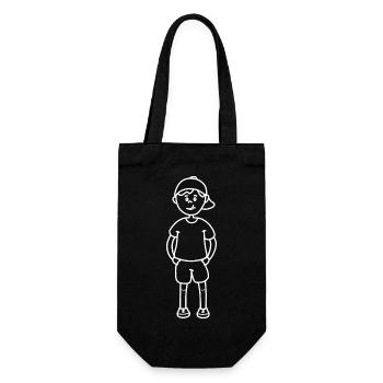 Garçon comme un dessin de contour blanc - Sac à bouteille - noir - Devant