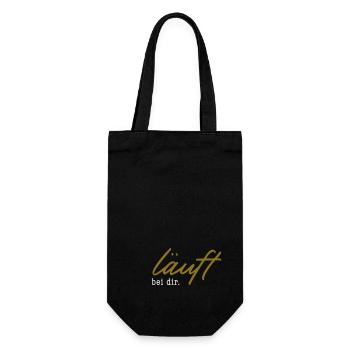 läuft bei dir. – 2 Farben - Geschenkbeutel für Flaschen - Schwarz - Vorne