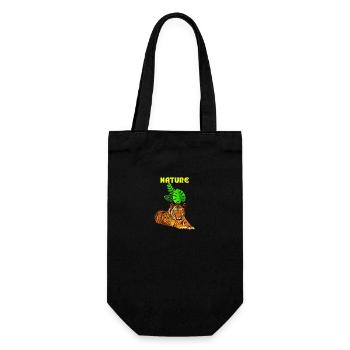 Jungle Majesty, Tiger and Leaf Symphony" - Gift Bag for Bottles - black - Front