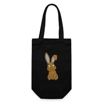 Süßer Hase mit Knickohr - Geschenkbeutel für Flaschen - Schwarz - Vorne