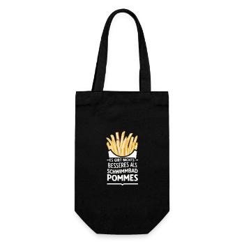 Pommes Frites Fritten Fast Food - Geschenkbeutel für Flaschen - Schwarz - Vorne