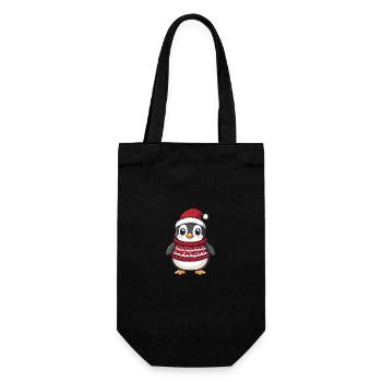 Pinguin Weihnachten Comic - Geschenkbeutel für Flaschen - Schwarz - Vorne