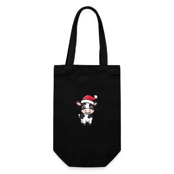 Kuh Weihnachten Niedlich - Geschenkbeutel für Flaschen - Schwarz - Vorne