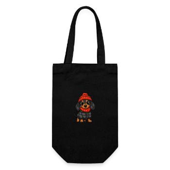 Dackel Dachshund Stylisch - Geschenkbeutel für Flaschen - Schwarz - Vorne