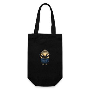 Mops Hund Stylisch - Geschenkbeutel für Flaschen - Schwarz - Vorne