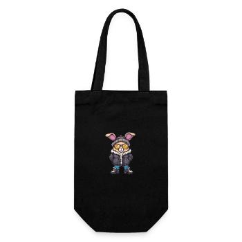 Hase Winter - Geschenkbeutel für Flaschen - Schwarz - Vorne