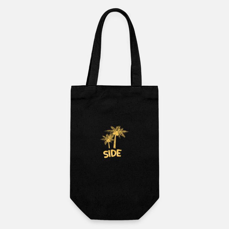 Urlaub Palmen Side - Geschenkbeutel für Flaschen - Schwarz