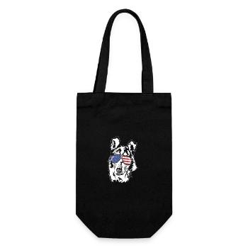 Kurzhaarcollie Collie Amerika Fahne Hunde Wilsigns - Geschenkbeutel für Flaschen - Schwarz - Vorne