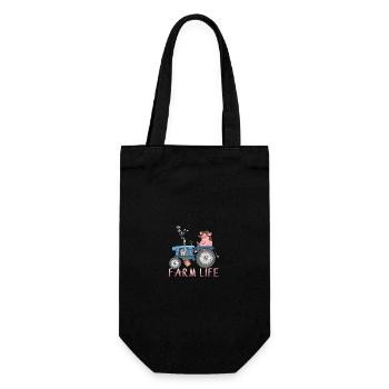 Lustiger Bauernhof - farm life - Geschenkbeutel für Flaschen - Schwarz - Vorne