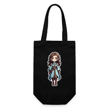 Mittelalterliche Fantasy-Kriegerin - Geschenkbeutel für Flaschen - Schwarz - Vorne