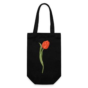 Vivid Red Tulip Illustration - Gift Bag for Bottles - black - Front