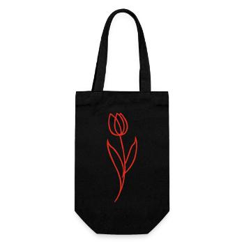 Skizze einer roten Blume - Geschenkbeutel für Flaschen - Schwarz - Vorne