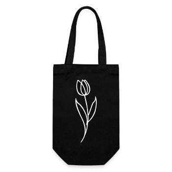 Skizze einer weißen Blume - Geschenkbeutel für Flaschen - Schwarz - Vorne