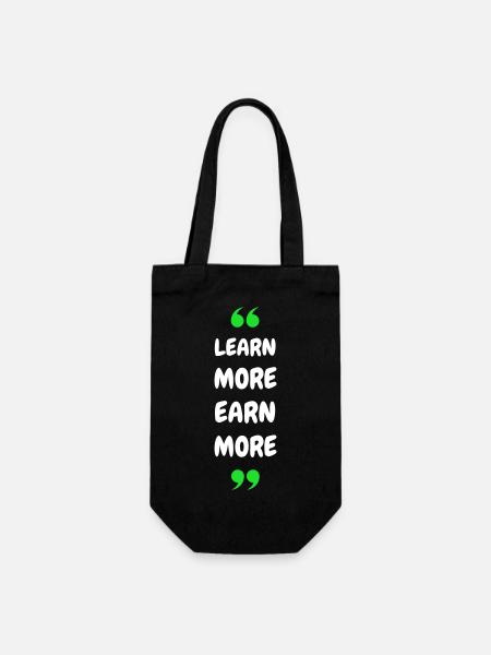 Learn More Earn More - Geschenkbeutel für Flaschen - Schwarz