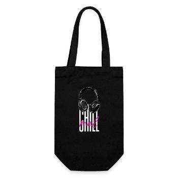 Chill mal - Statement Spruch Aussage - Geschenkbeutel für Flaschen - Schwarz - Vorne