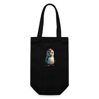 Roboter Pinguin - Geschenkbeutel für Flaschen - Schwarz - Vorne