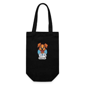 Adorable Puppy Doctor in Cartoon Style - Gift Bag for Bottles - black - Front