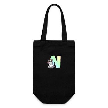 Einhorn Buchstabe N - Geschenkbeutel für Flaschen - Schwarz - Vorne