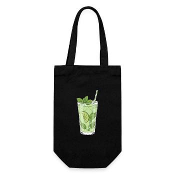 Limetten-Minz Mojito Illustration - Geschenkbeutel für Flaschen - Schwarz - Vorne