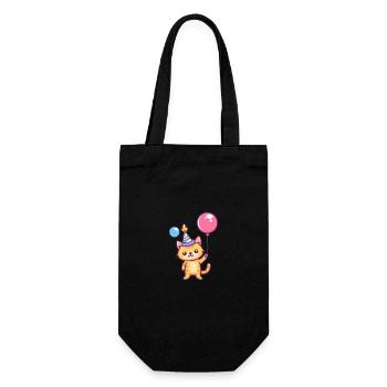 Cat Birthday Comic - Gift Bag for Bottles - black - Front