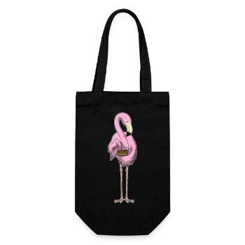 Gâteau flamant rose - Sac à bouteille - noir - Devant