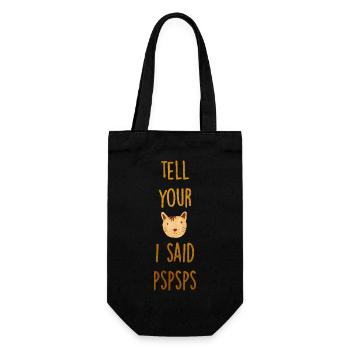 Cat Whisper PSPSPS Gold Lettering - Gift Bag for Bottles - black - Front