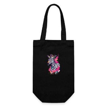 Zebra niedlich bunt in Aquarellfarben - Geschenkbeutel für Flaschen - Schwarz - Vorne