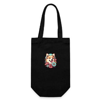 Welsh Corgi Pembroke rétro Pastel Floral - Sac à bouteille - noir - Devant