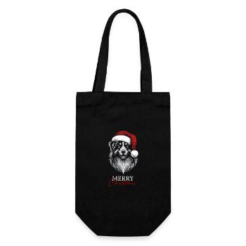 Australian Shepherd Merry Christmas, Dog Head - Gift Bag for Bottles - black - Front