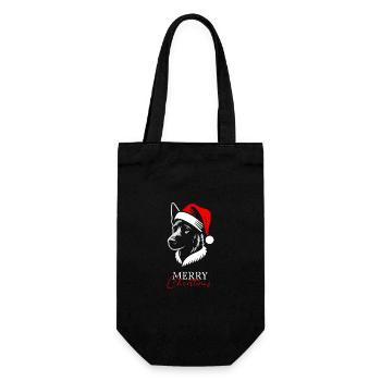 Malinois Joyeux Noël, Tête de Chien - Sac à bouteille - noir - Devant
