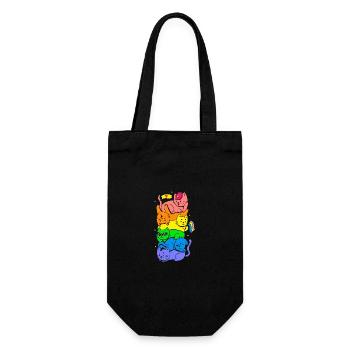 Cat Stack Rainbow Gay Pride Cute LGBT Animal Pet - Gift Bag for Bottles - black - Front