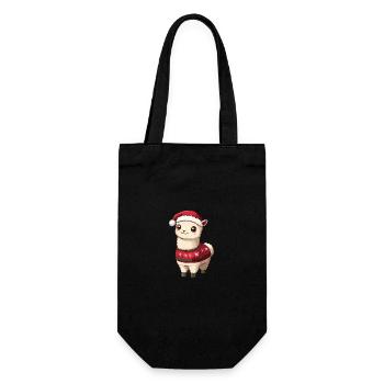Alpaca Llama Christmas Comic - Gift Bag for Bottles - black - Front