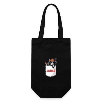 Waschbär Jonas - Geschenkbeutel für Flaschen - Schwarz - Vorne