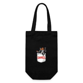 Waschbär Daniel - Geschenkbeutel für Flaschen - Schwarz - Vorne