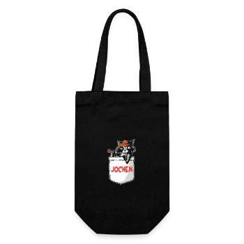 Waschbär Jochen - Geschenkbeutel für Flaschen - Schwarz - Vorne