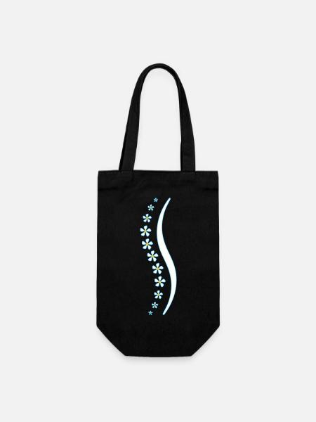 Épine florale bleue - Sac à bouteille - noir