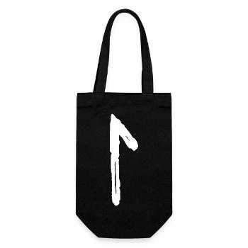 Elder Futhark Rune Lagus - Buchstabe L - Geschenkbeutel für Flaschen - Schwarz - Vorne