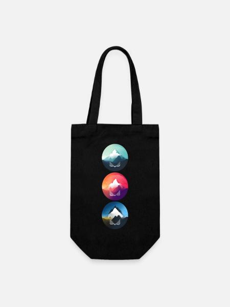 Art géométrique du paysage de montagne - Sac à bouteille - noir