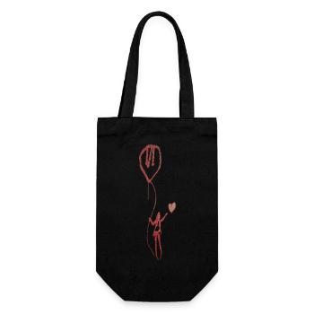 Ein Mädchen mit Herz und Luftballon - Geschenkbeutel für Flaschen - Schwarz - Vorne