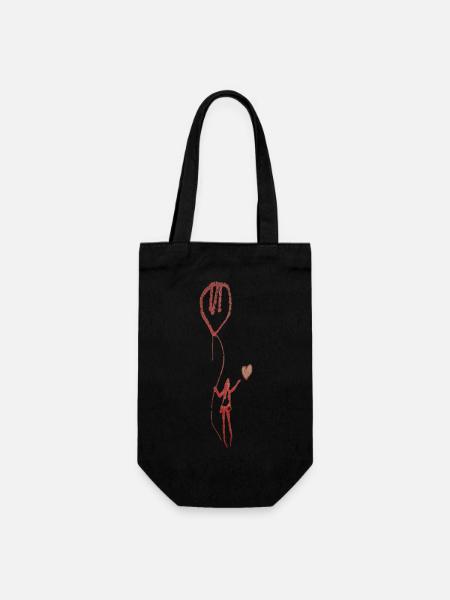 Une fille avec du cœur et un ballon - Sac à bouteille - noir