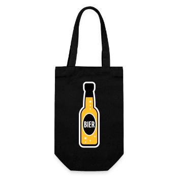 Bierflasche (Bier / Bierchen / NEG 3C) - Geschenkbeutel für Flaschen - Schwarz - Vorne