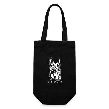 Belgian Malinois Portrait Hund Hunde Wilsigns - Geschenkbeutel für Flaschen - Schwarz - Vorne