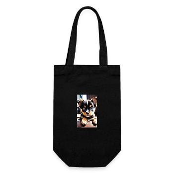 Hundewelpen | Hunde | Welpen | Hundefan - Geschenkbeutel für Flaschen - Schwarz - Vorne