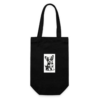 Hundewelpen | Hunde | Welpen | Hundefan - Geschenkbeutel für Flaschen - Schwarz - Vorne