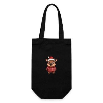 Pig Christmas Comic Boar - Gift Bag for Bottles - black - Front