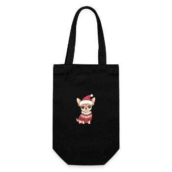 Bande dessinée de Noël chien chihuahua - Sac à bouteille - noir - Devant