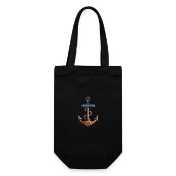 Anker Symbol Hafen - Geschenkbeutel für Flaschen - Schwarz - Vorne